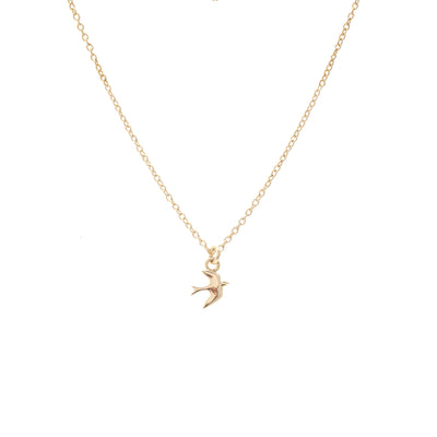Silk & Steel Superfine Talisman Petite Swallow Necklace Gold