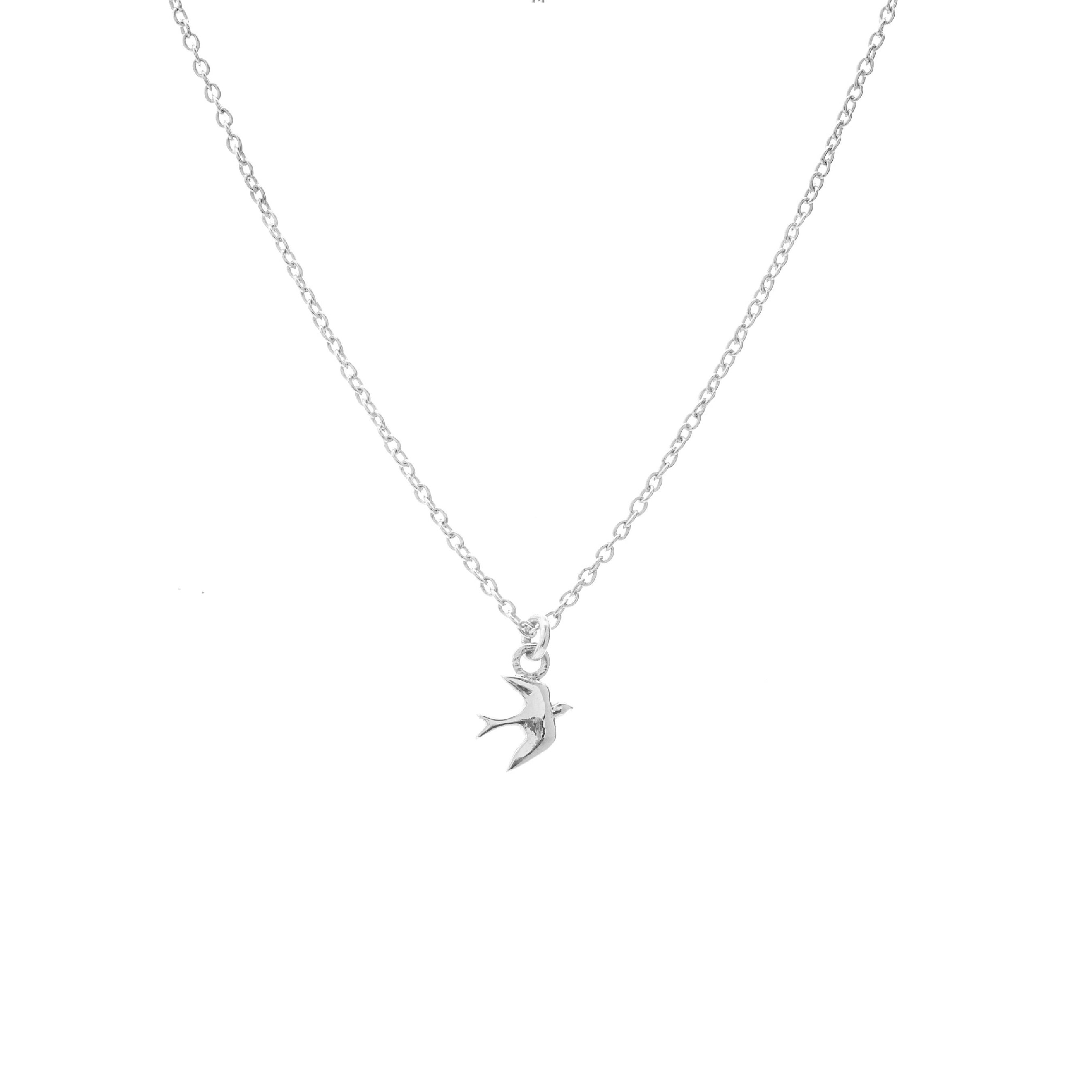 Silk & Steel Superfine Talisman Petite Swallow Necklace Silver