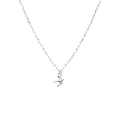 Silk & Steel Superfine Talisman Petite Swallow Necklace Silver