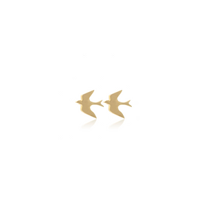 Silk & Steel Jewellery Superfine Talisman Petite Swallow Studs Gold