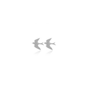 Silk & Steel Jewellery Superfine Talisman Petite Swallow Studs Silver
