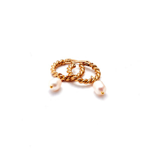 Silk & Steel Jewellery Tresor Hoop Earrings Pearl + Gold Stainless Steel