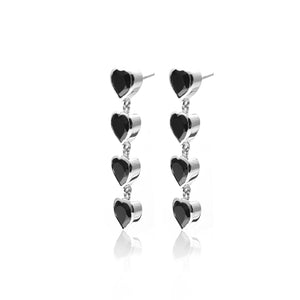 Silk & Steel Aphrodite Drop Earrings- Black Spinel + Silver