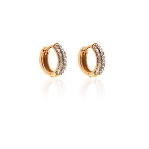 Silk & Steel Astra hoop earring with cubic zirconia in 14k gold-plated stainless steel.