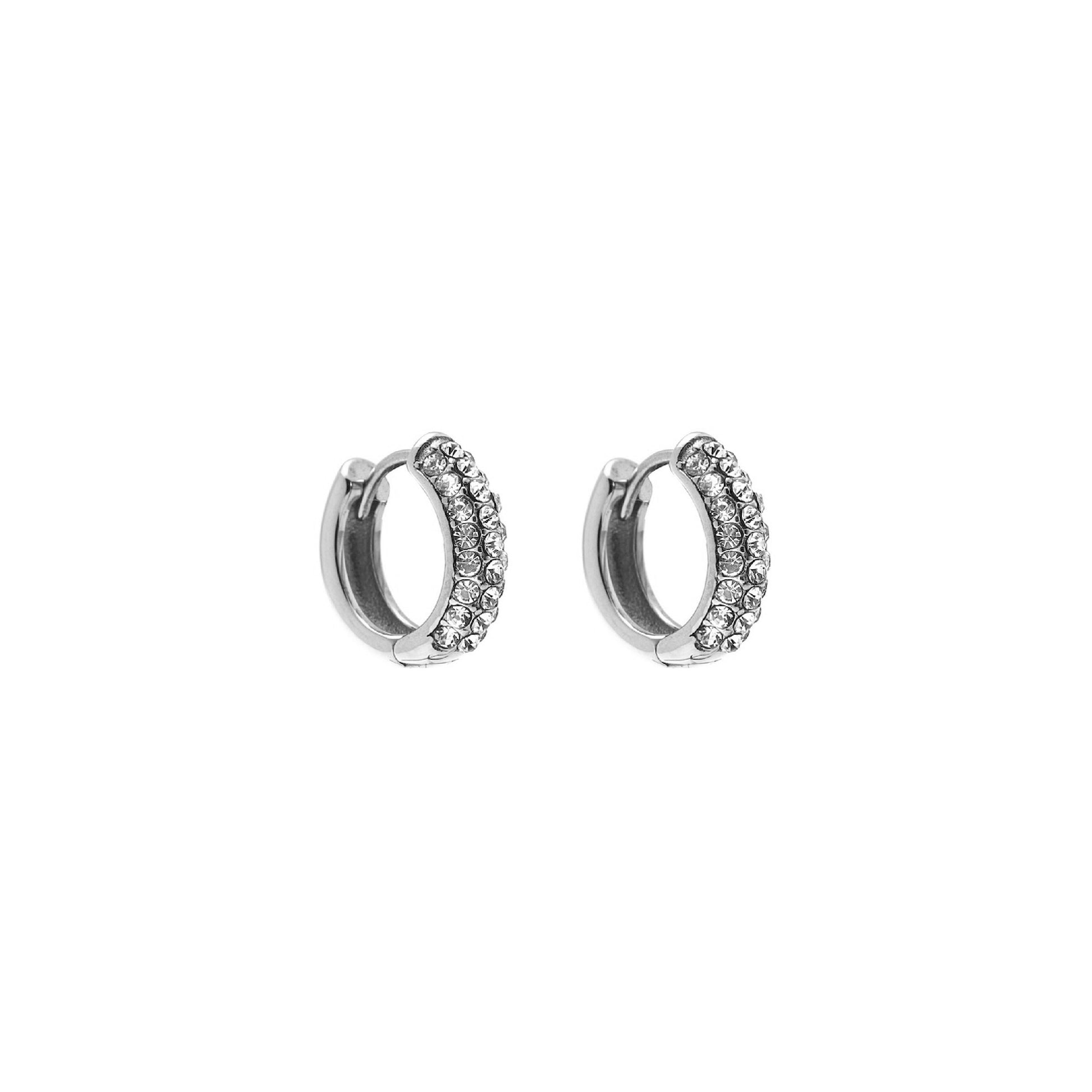 Silk & Steel Astra hoop earring with cubic zirconia in stainless steel.