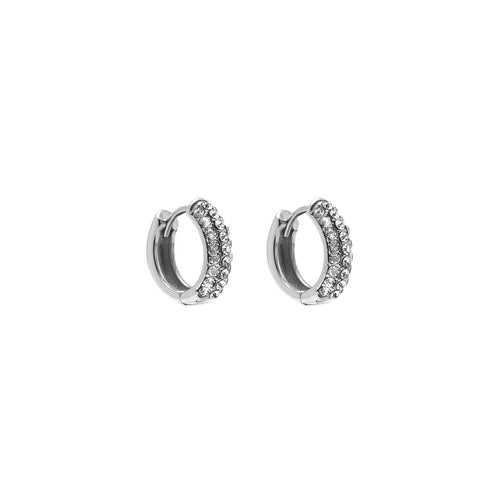 Silk & Steel Astra hoop earring with cubic zirconia in stainless steel.