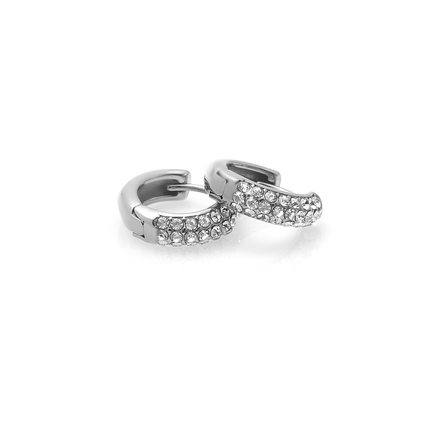 Silk & Steel Astra hoop earring with cubic zirconia in stainless steel.