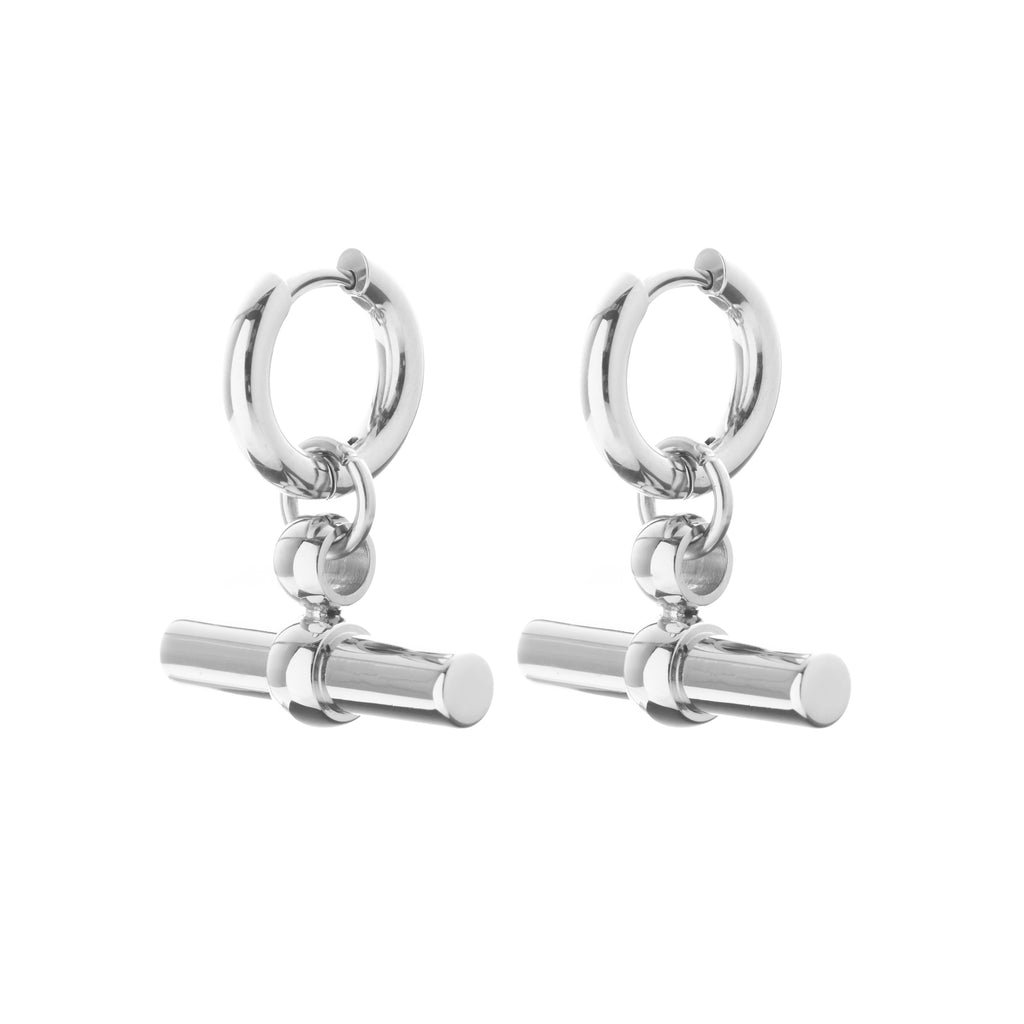 Silk & Steel Atlas Hoop Earrings in high polish stainless steel.