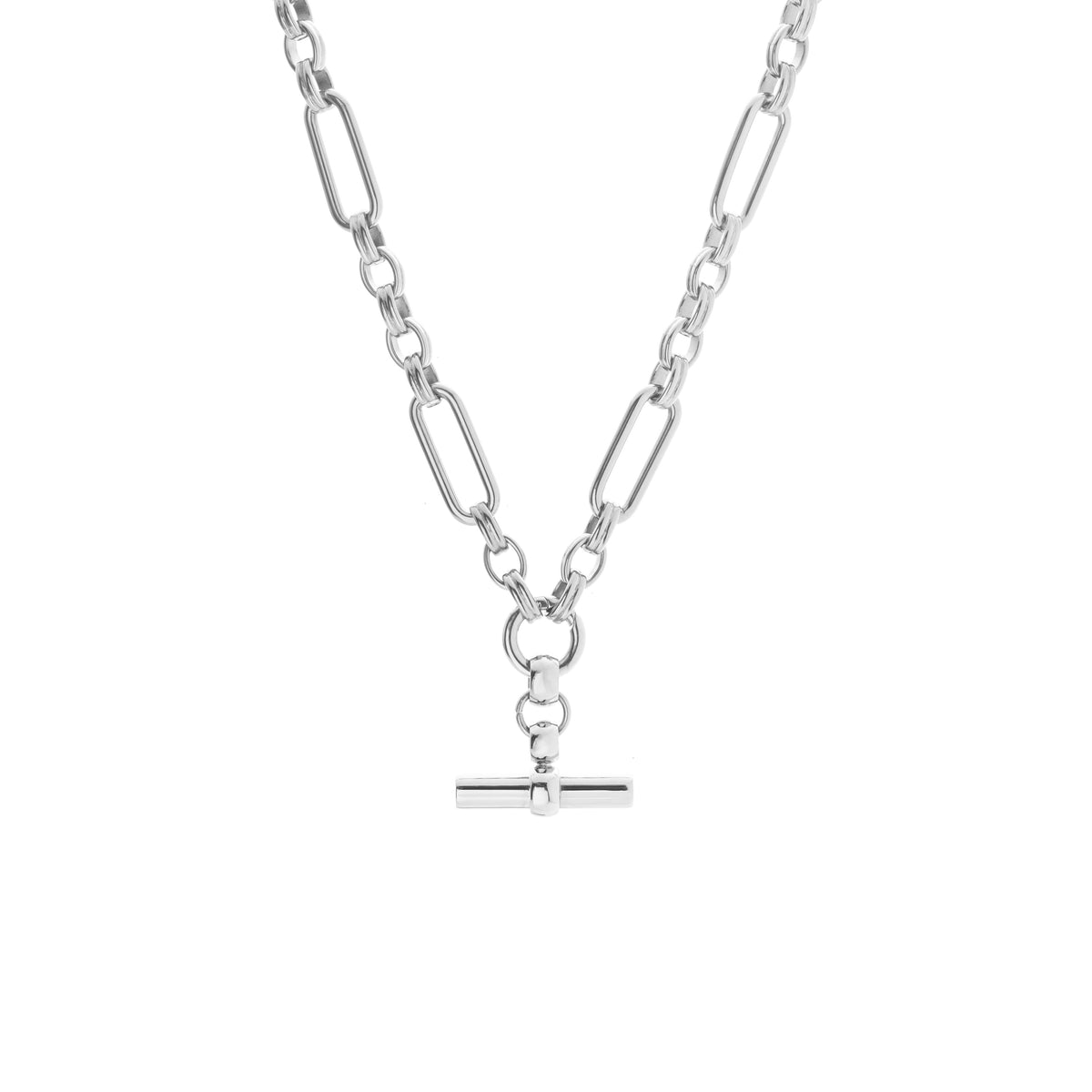 Silk & Steel Atlas Necklace in high polish stainless steel.