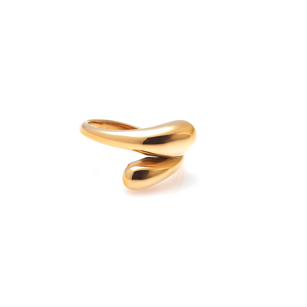 Raring Design Aura Ring | Gold-Plated Stainless Steel Wrap Design | Silk & Steel