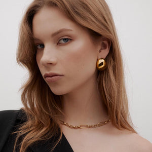 Silk & Steel Mirage Statement Modern Vintage Earrings Gold Stainless Steel