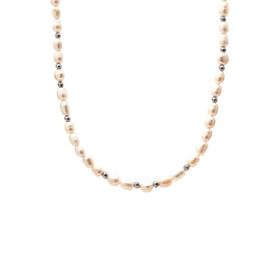 Silk & Steel Celine choker necklace with pearl in silver stainless steel.