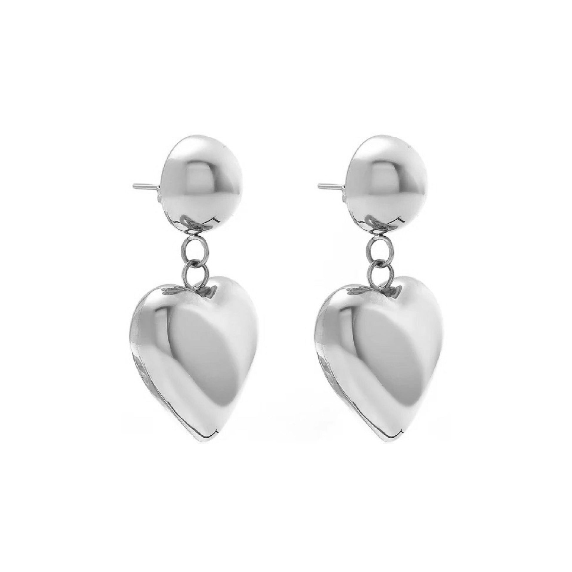 Silk & Steel Cupid drop earrings in silver stainless steel.