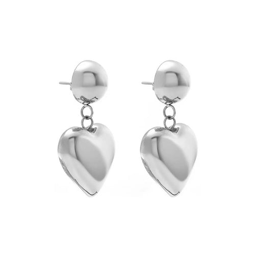Silk & Steel Cupid drop earrings in silver stainless steel.