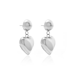 Silk & Steel Cupid drop earrings in silver stainless steel.