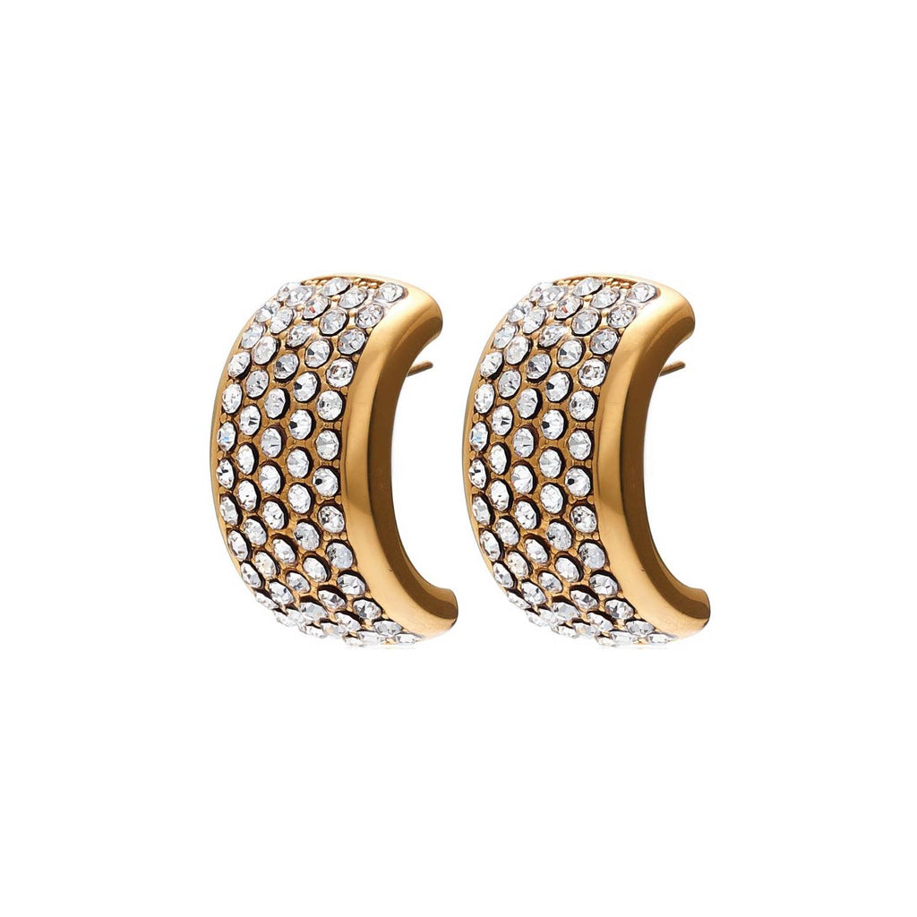 Silk & Steel Jewellery Gold-Plated Diva Statement Earrings with Clear Cubic Zirconia