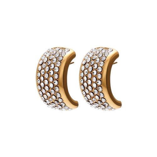 Silk & Steel Jewellery Gold-Plated Diva Statement Earrings with Clear Cubic Zirconia