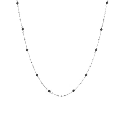 Silk & Steel Dotty Necklace with natural black spinel in rhodium-plated sterling silver