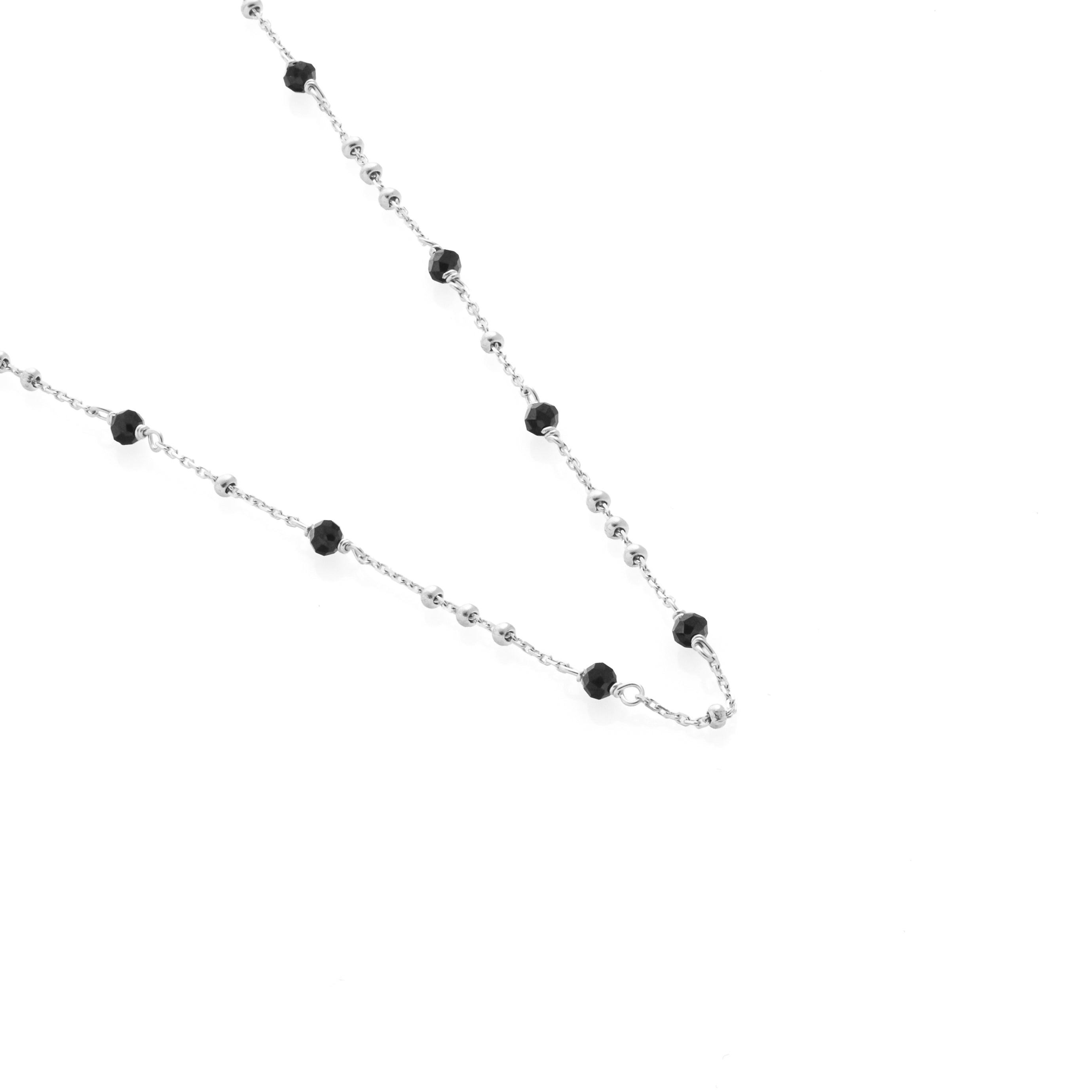 Silk & Steel Dotty Necklace with natural black spinel in rhodium-plated sterling silver