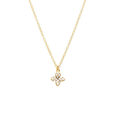 Silk & Steel Flora Necklace Gold Sterling Silver with Clear Cubic Zirconias