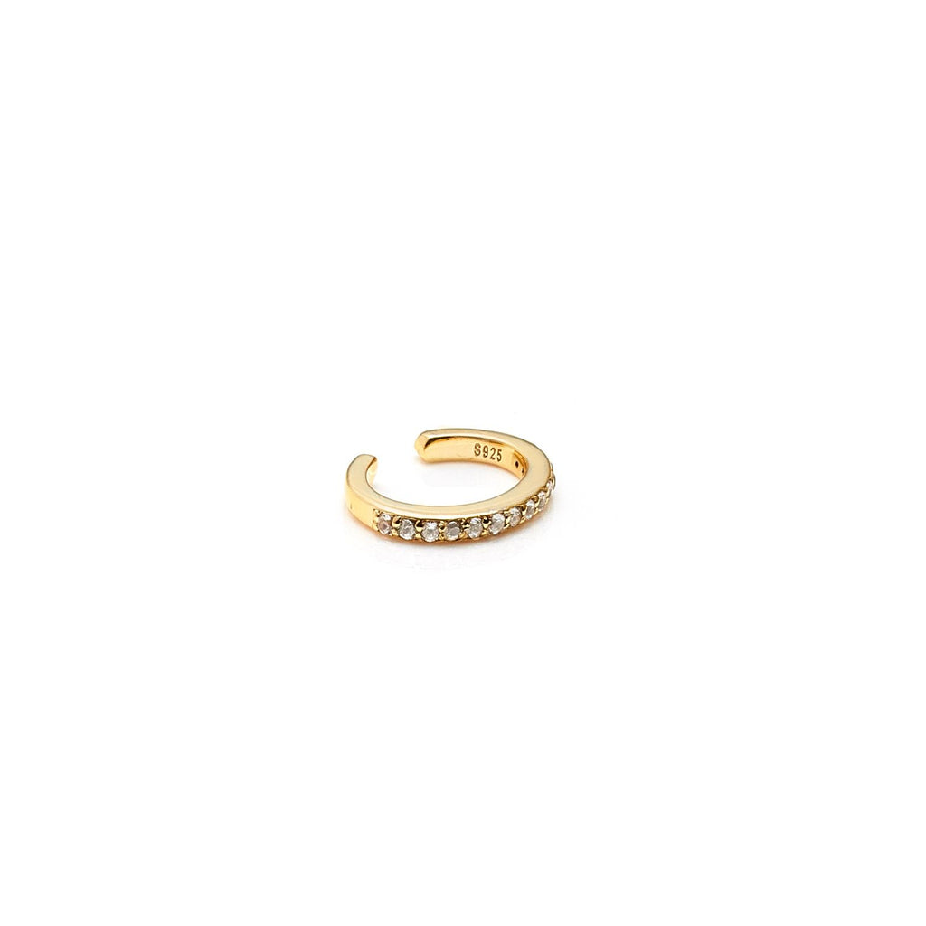 Silk & Steel Ear Cuff Gold Sterling Silver with Clear Cubic Zirconias