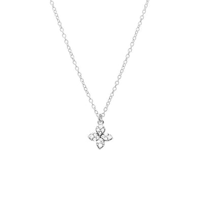 Silk & Steel Flora Necklace Sterling Silver with Clear Cubic Zirconias