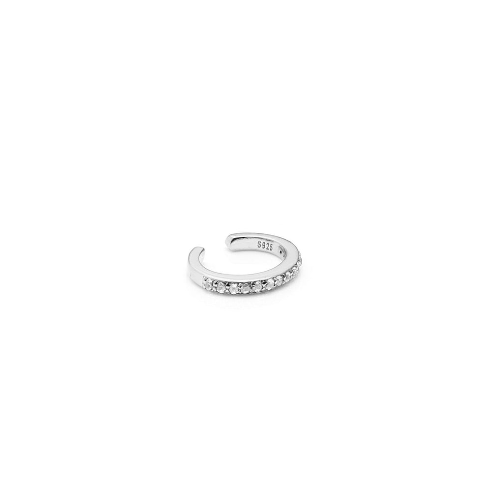 Silk & Steel Ear Cuff Sterling Silver with Clear Cubic Zirconias