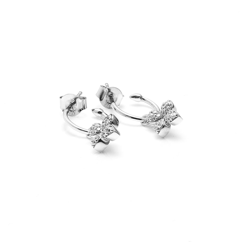 Silk & Steel Flora Hoops Sterling Silver with Clear Cubic Zirconias