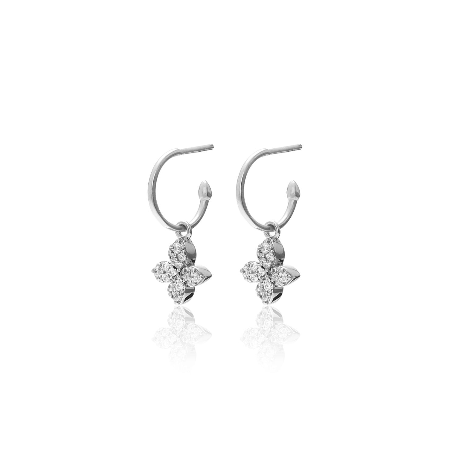 Silk & Steel Flora Hoops Sterling Silver with Clear Cubic Zirconias
