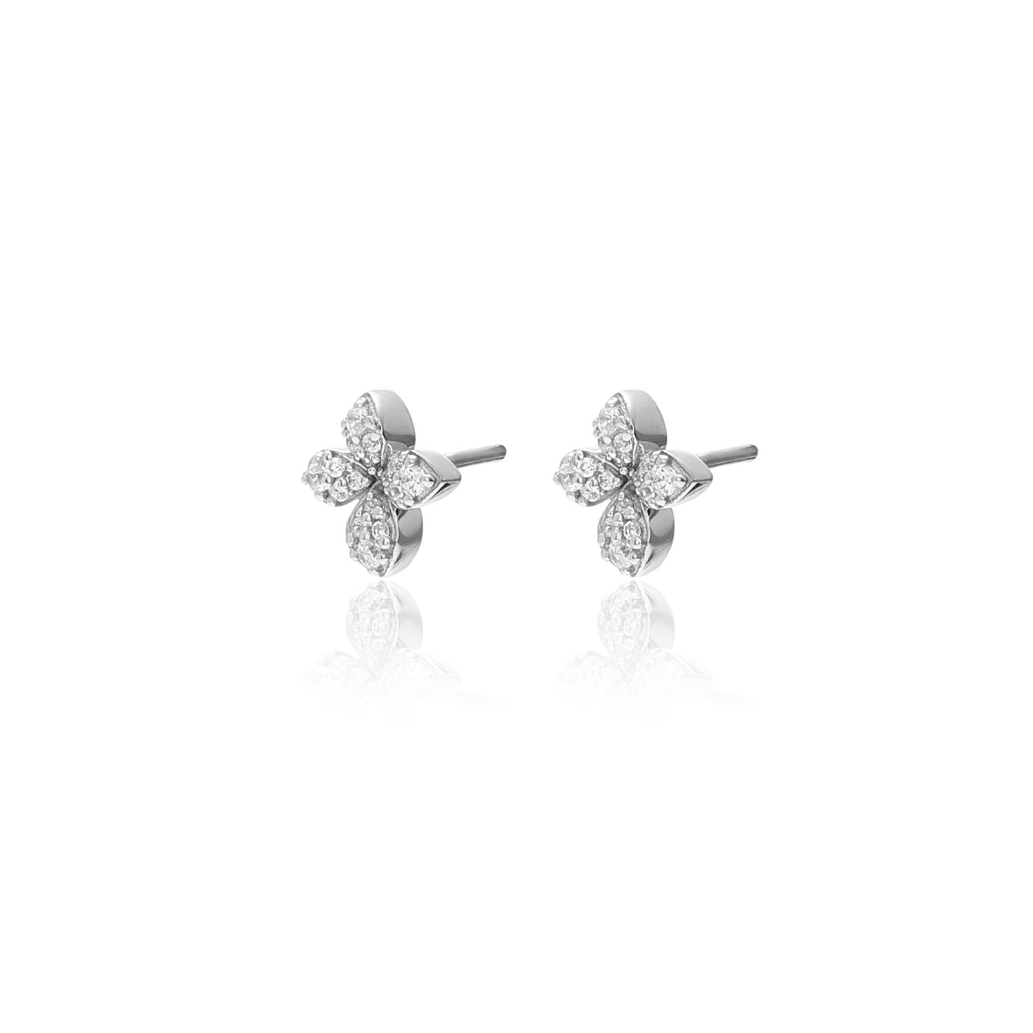 Silk &Steel Flora Studs Sterling Silver with Clear Cubic Zirconias