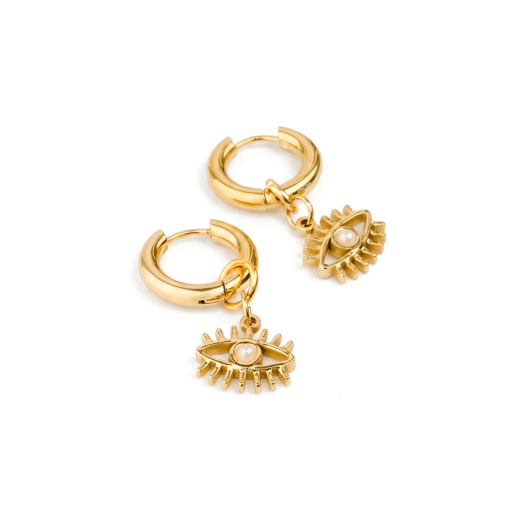 Guardian Hoops Pearl + Gold