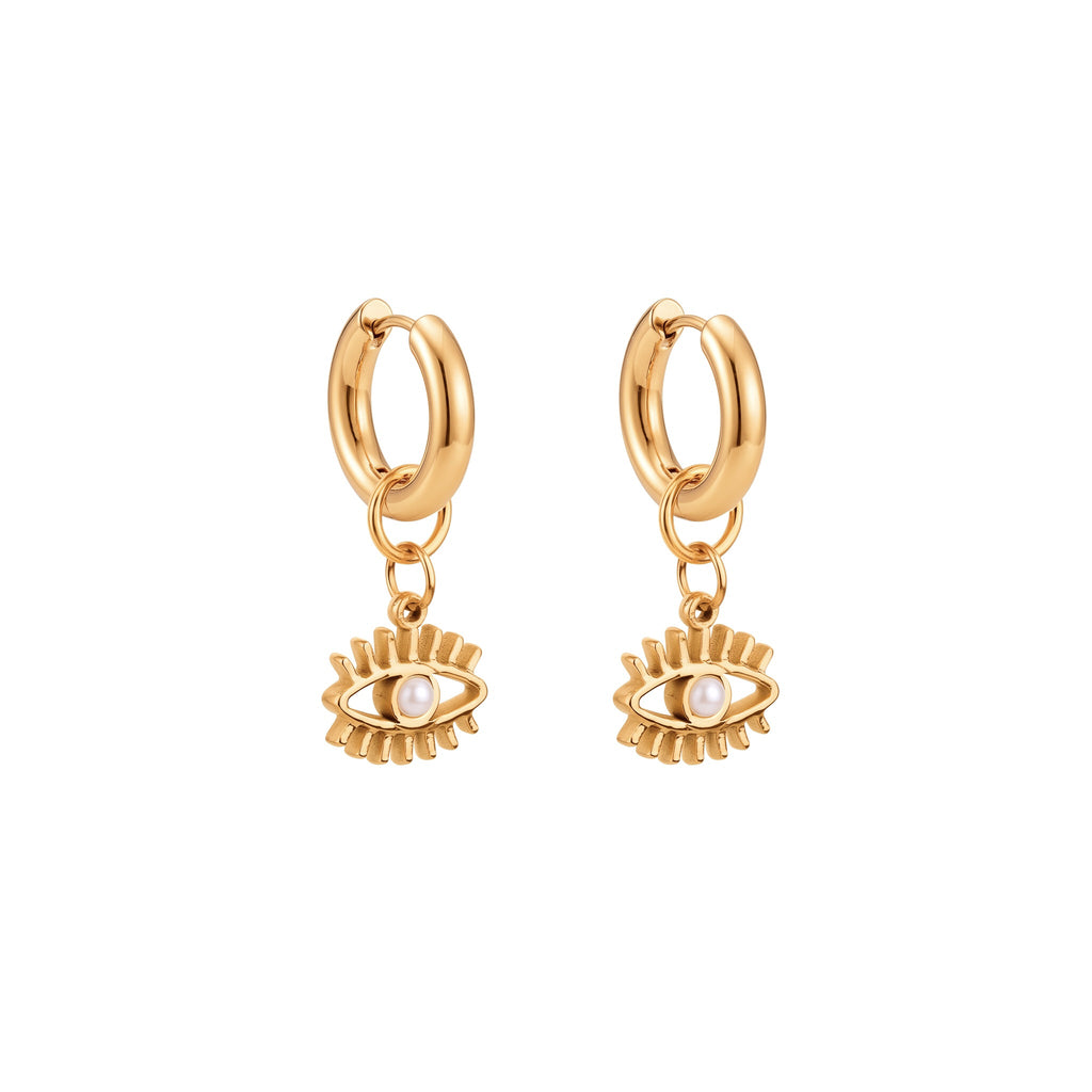 Guardian Hoops Pearl + Gold