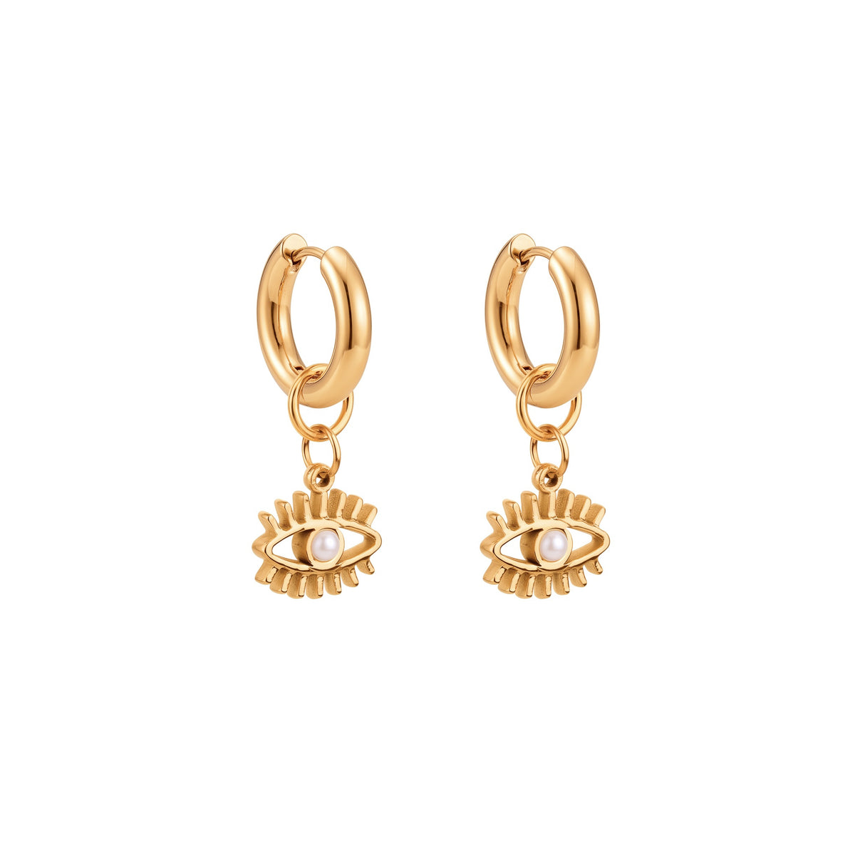 Guardian Hoops Pearl + Gold