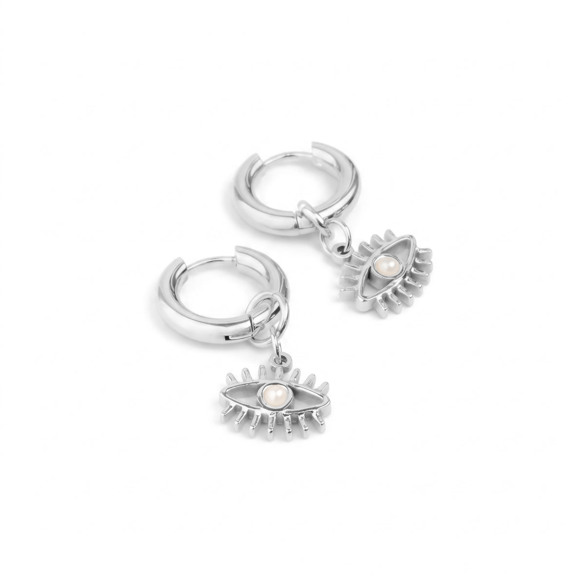 Guardian Hoops Pearl + Silver