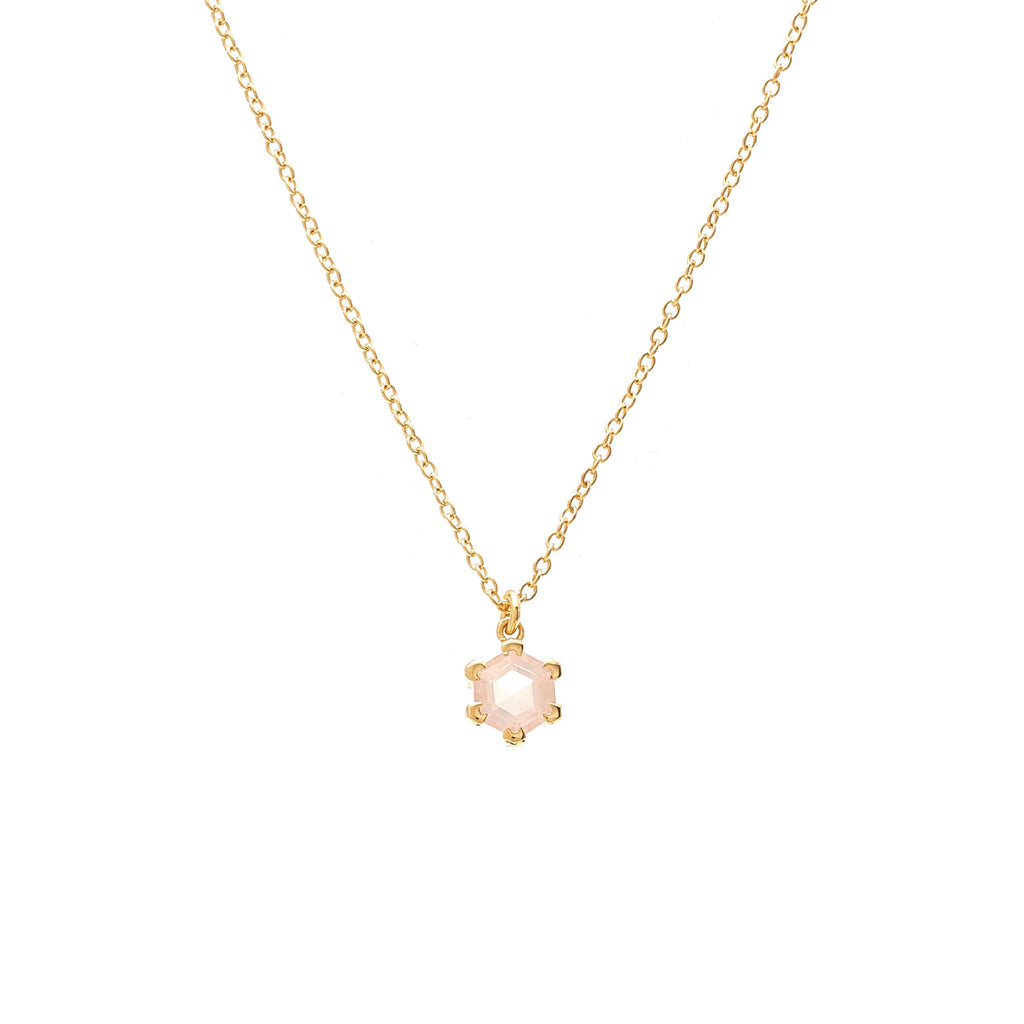 Silk & Steel Harmony Necklace with rose quartz in 14k gold-plated sterling silver.