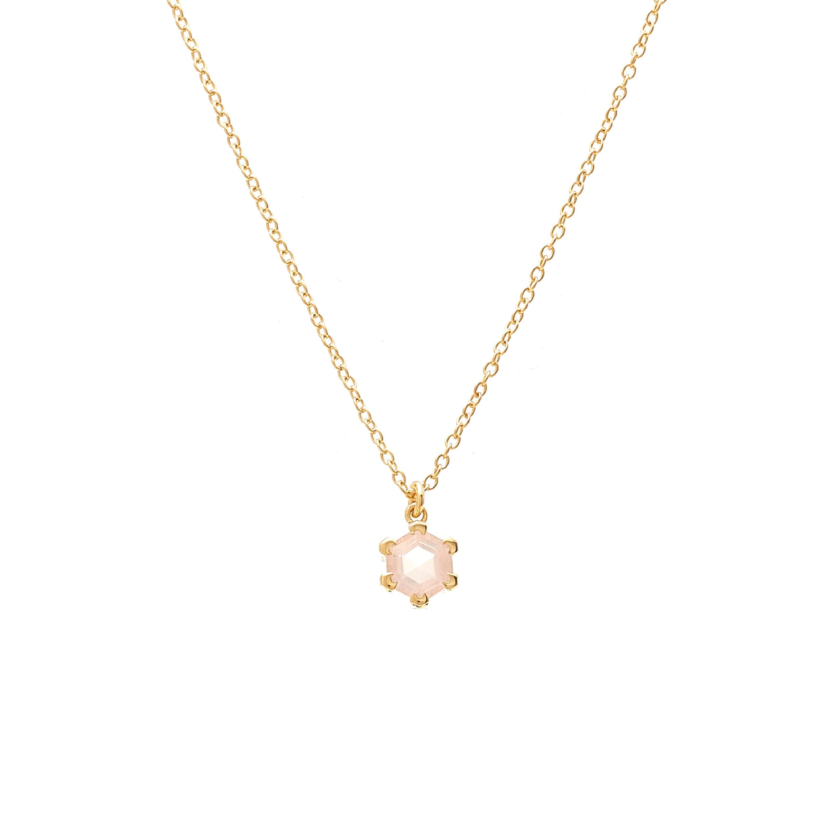 Silk & Steel Harmony Necklace with rose quartz in 14k gold-plated sterling silver.