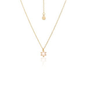 Silk & Steel Harmony Necklace with rose quartz in 14k gold-plated sterling silver.