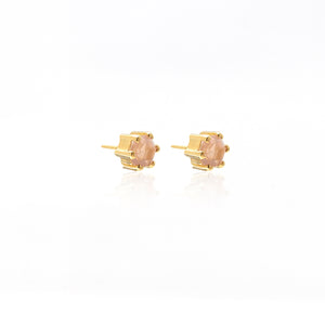 Silk & Steel Harmony stud earrings with rose quartz in 14k gold-plated sterling silver.