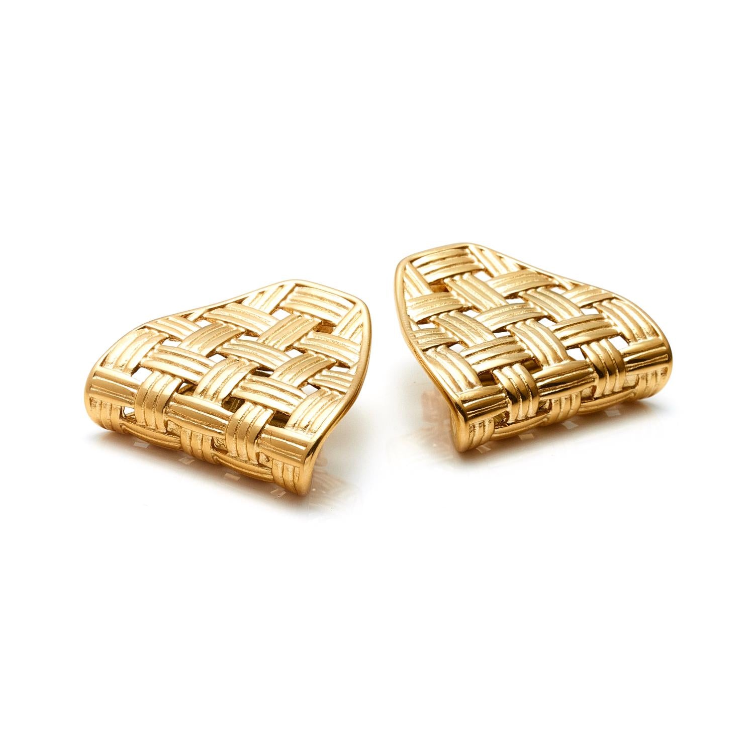 Silk & Steel Jewellery Gold Lattice Statement Earrings 