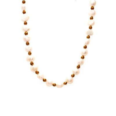 Silk & Steel Jewellery Lumina Necklace Pearl + Gold