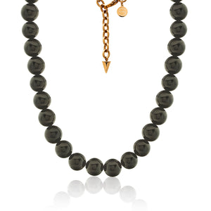 Silk & Steel midnight choker necklace with black onyx in 14k gold-plated stainless steel.