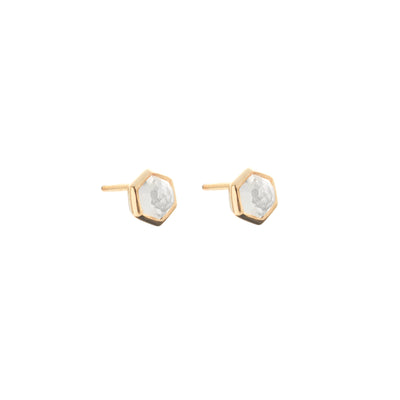 Silk & Steel Mini Harmony studs with natural crystal quartz in 14k gold-plated sterling silver
