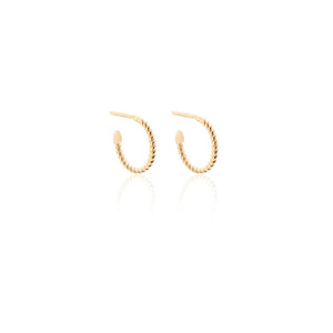 Silk & Steel Jewellery Superfine Mini Rope Hoops Gold