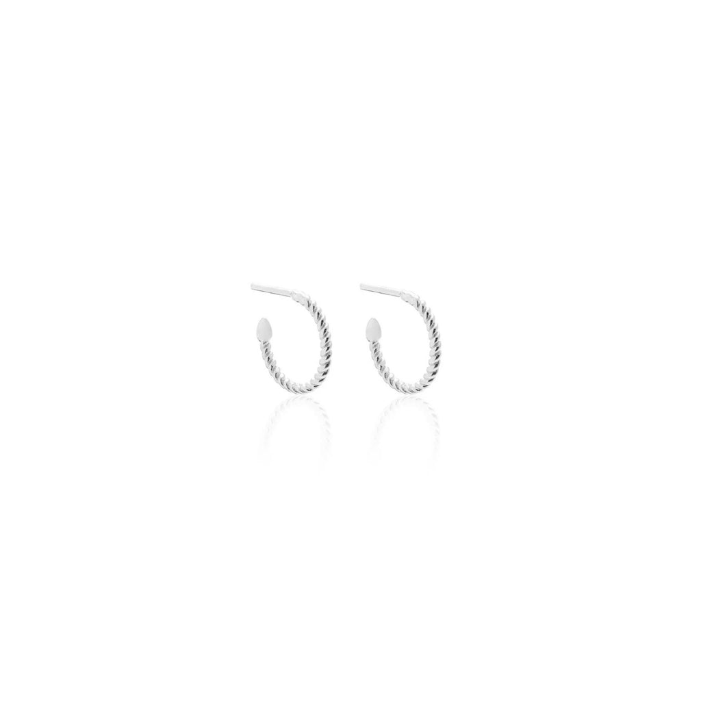 Silk & Steel Jewellery Superfine Mini Rope Hoops Silver