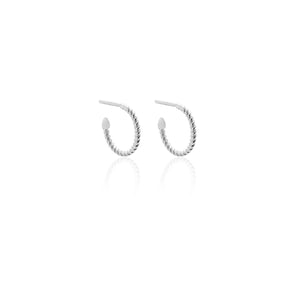 Silk & Steel Jewellery Superfine Mini Rope Hoops Silver