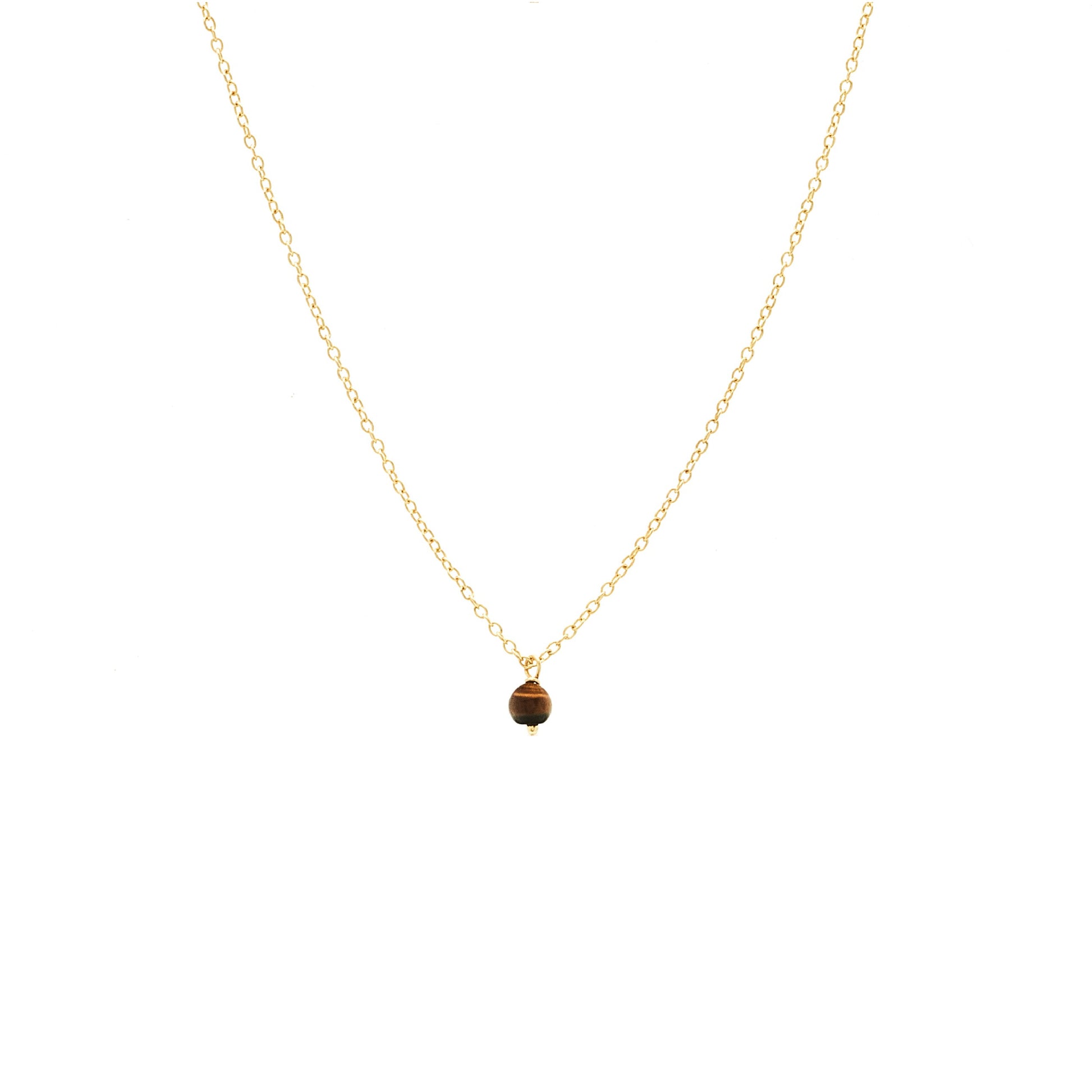 Silk & Steel Jewellery Superfine Mini Tiger's Eye Necklace Gold