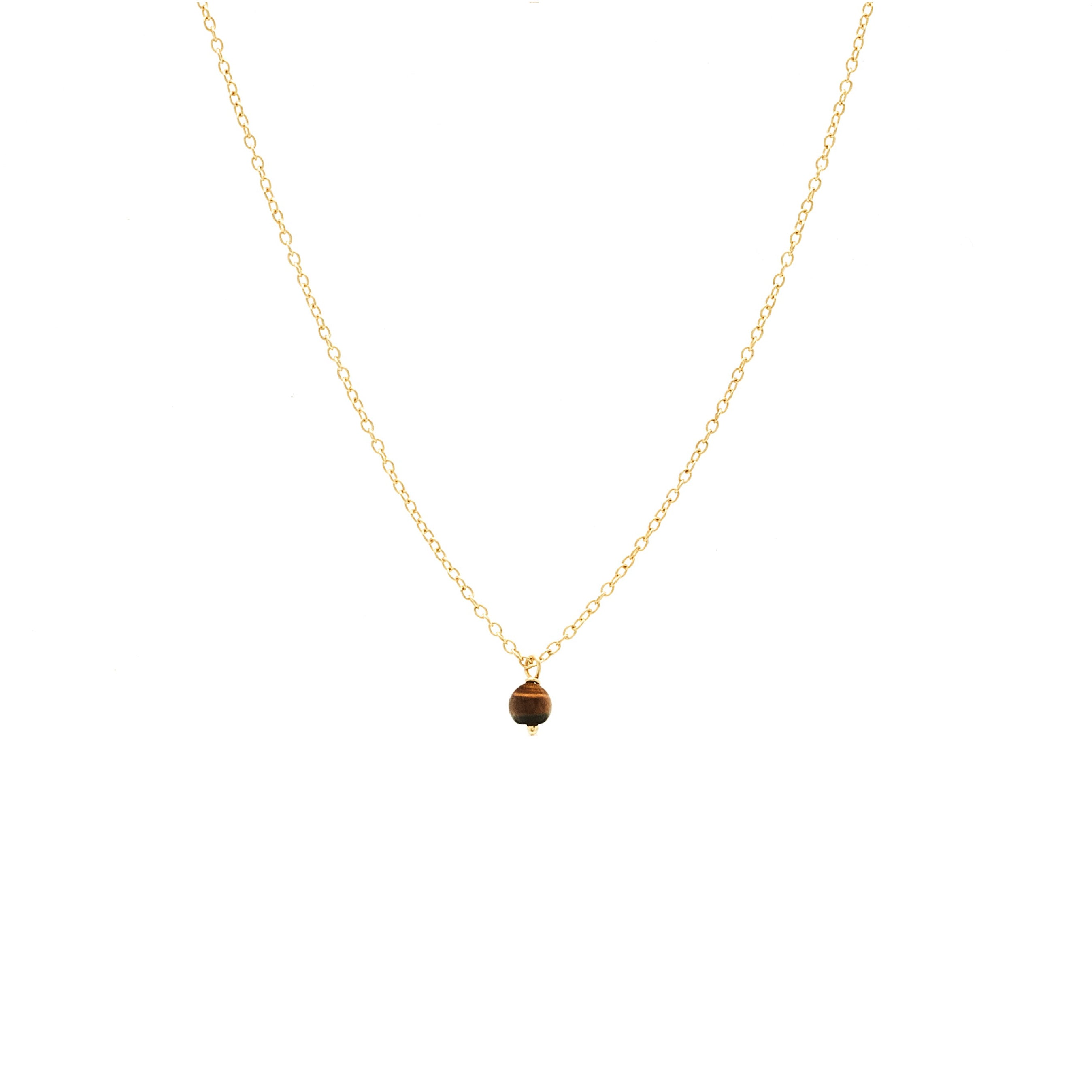 Silk & Steel Jewellery Superfine Mini Tiger's Eye Necklace Gold