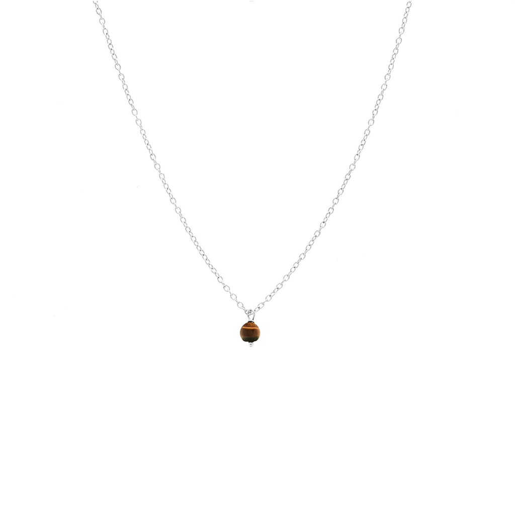 Silk & Steel Jewellery Superfine Mini Tiger's Eye Necklace Silver