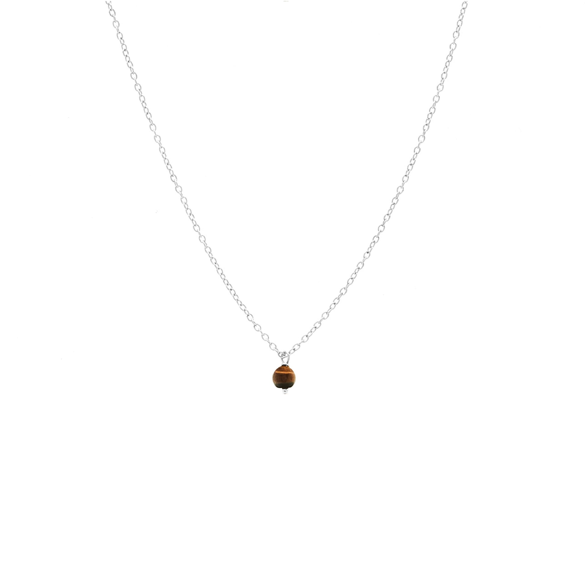 Silk & Steel Jewellery Superfine Mini Tiger's Eye Necklace Silver