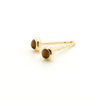 Silk & Steel Jewellery Superfine Mini Tiger's Eye Studs Gold